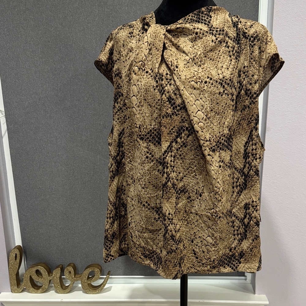 Worthington Tan Snake Print Blouse